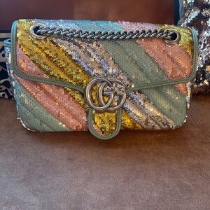 Gucci Marmont Pastel Multicolor Sequin Crossbody Bag